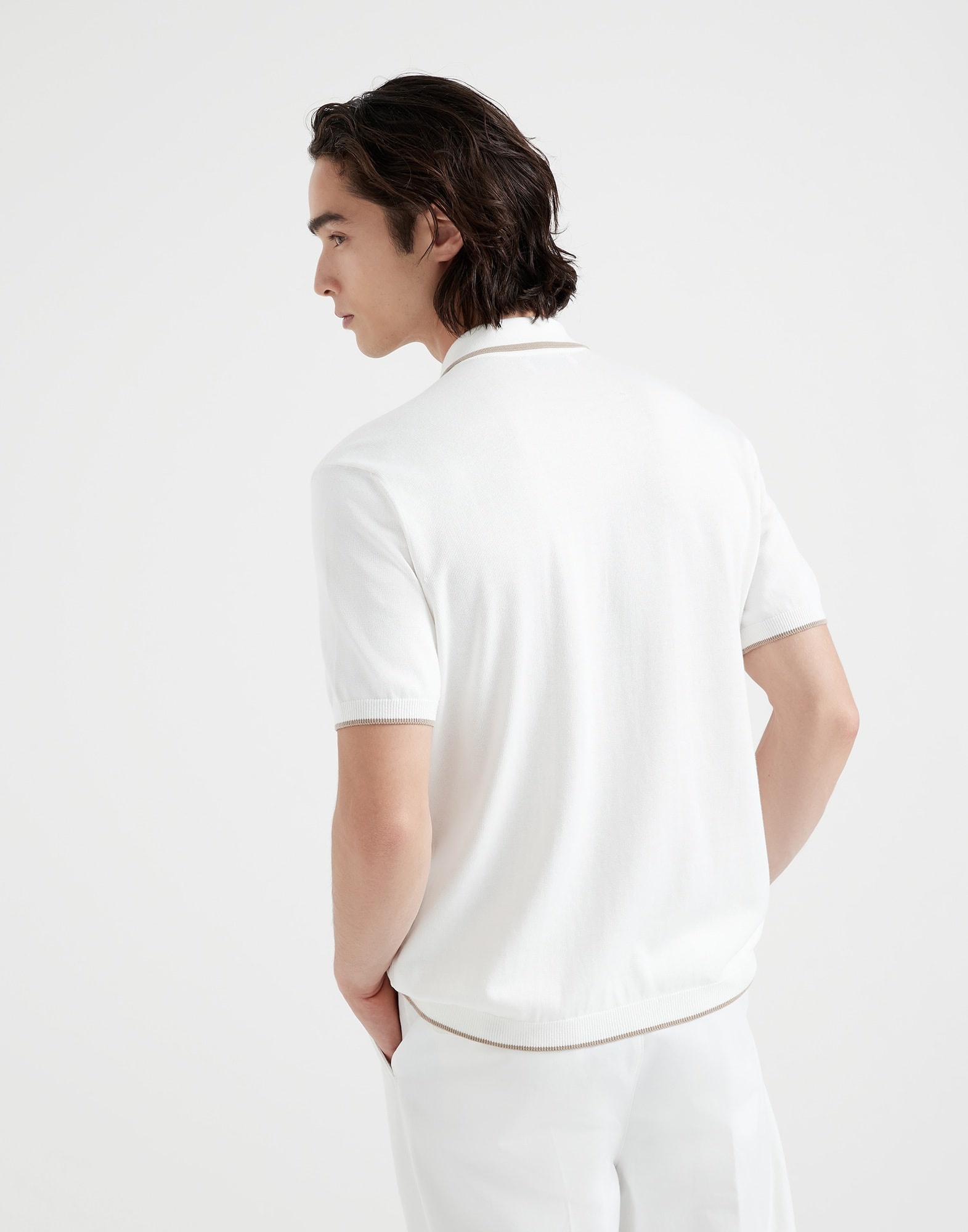 Cotton jacquard rib short sleeve knit shirt - 2