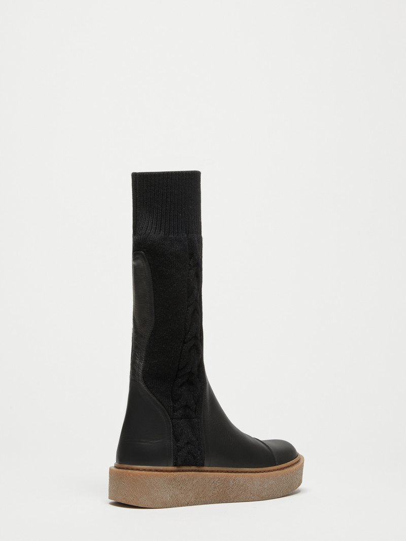 BRAIDY Knit and leather boots 3