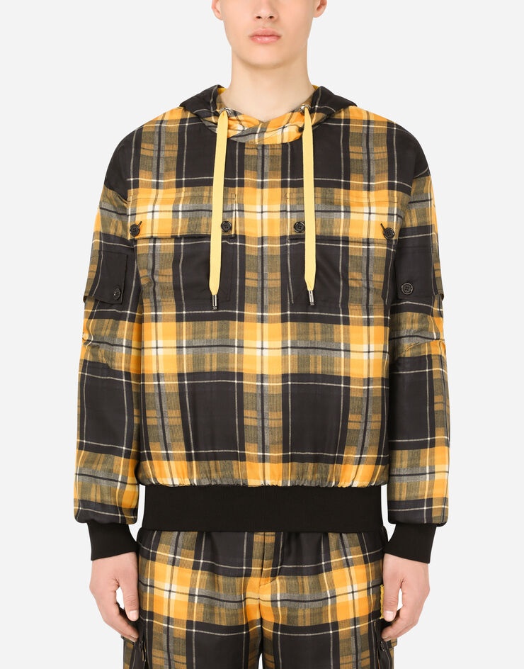 Hooded silk jacket with tartan print - 1