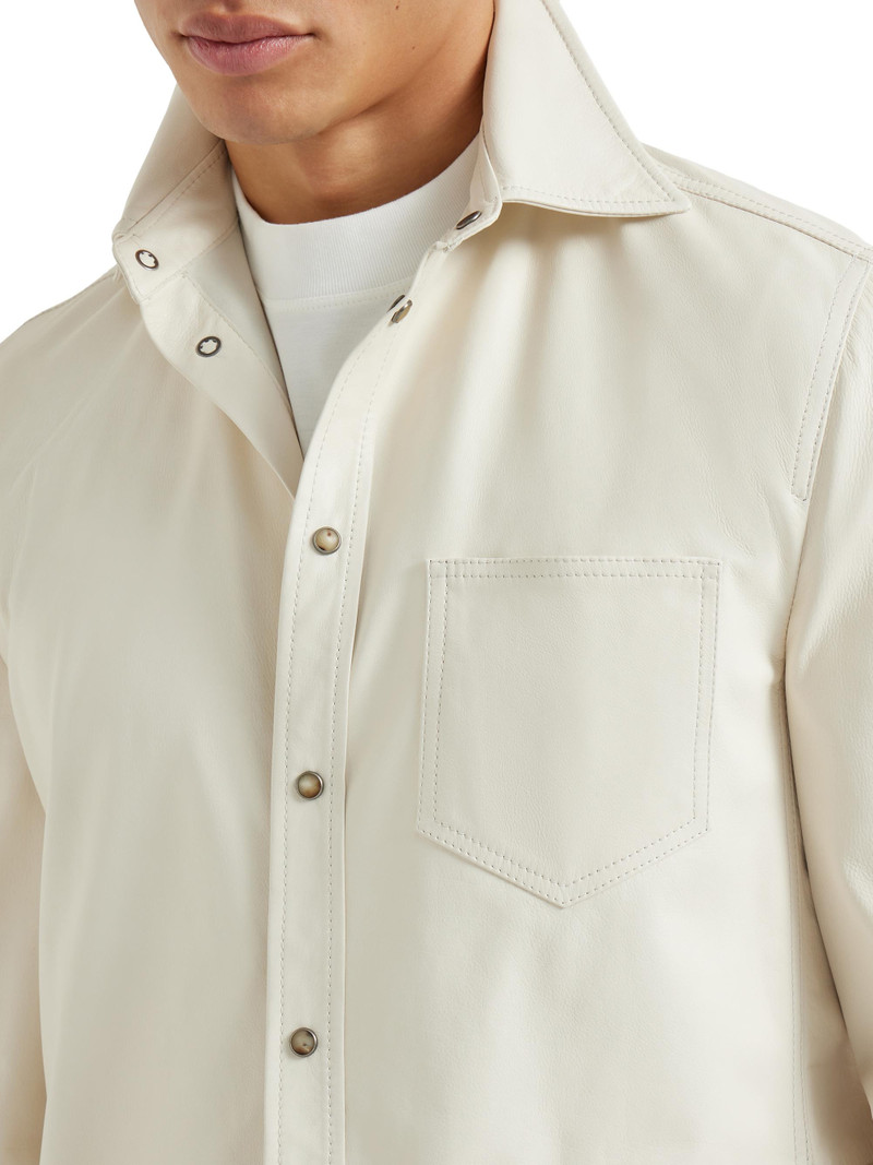 Men's Calfskin Overshirt - Ivory 4