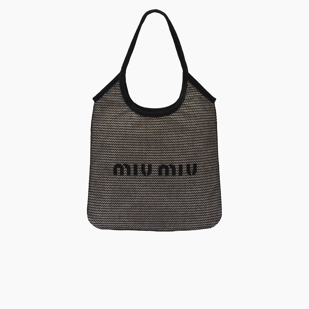 Raffia and linen tote bag - 1
