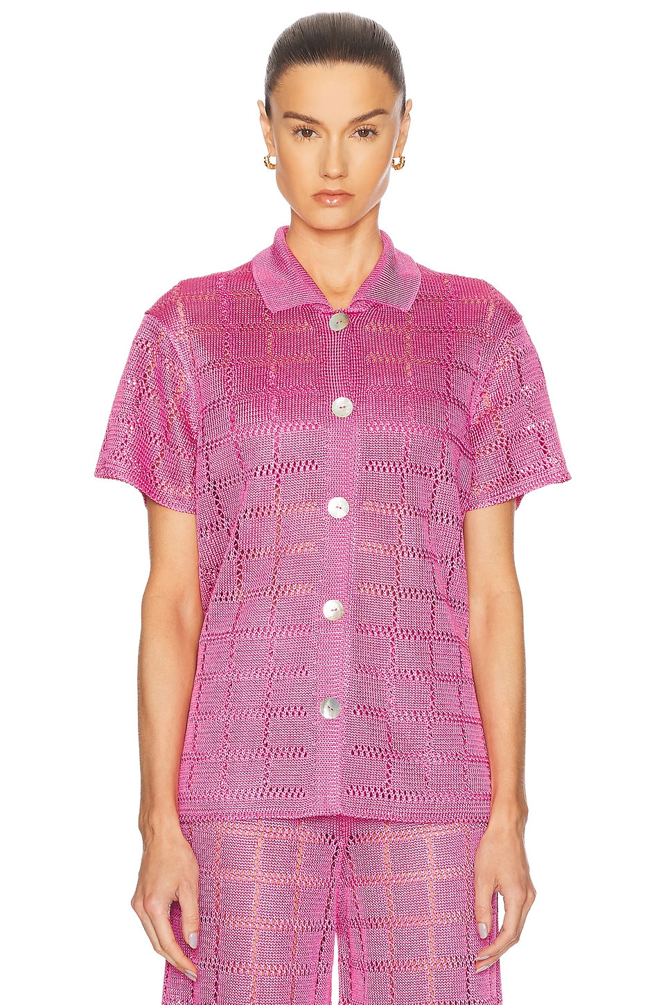 Short Sleeve Patchwork Shirt - 2