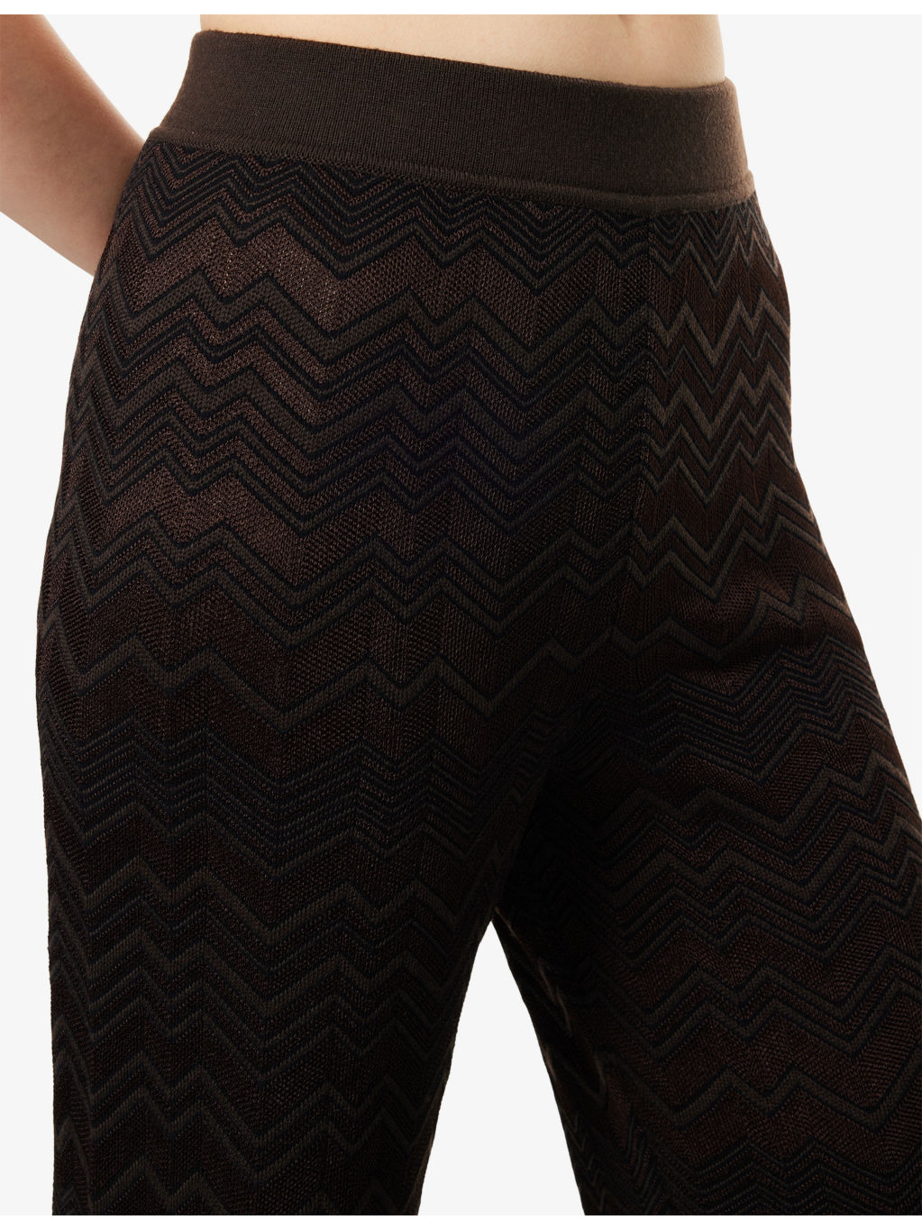 Chevron Flared Knit Trousers - 5