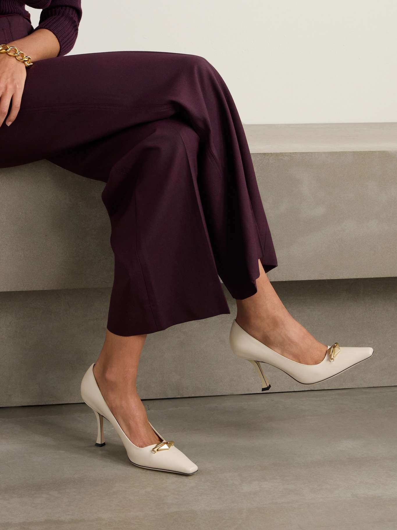 JIMMY CHOO Ryker 90 パンプス Ryker 90 | Bamboo/Gold Calf Leather Shoe | JIMMY CHOO