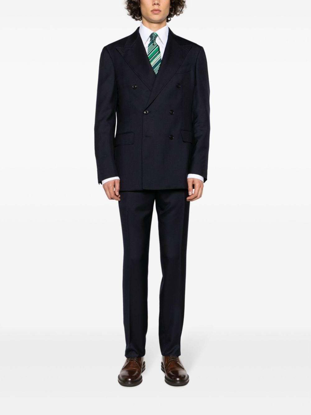 double-breasted cashmere-silk suit - 2