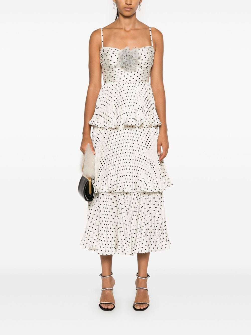 polka dot tiered midi dress - 2