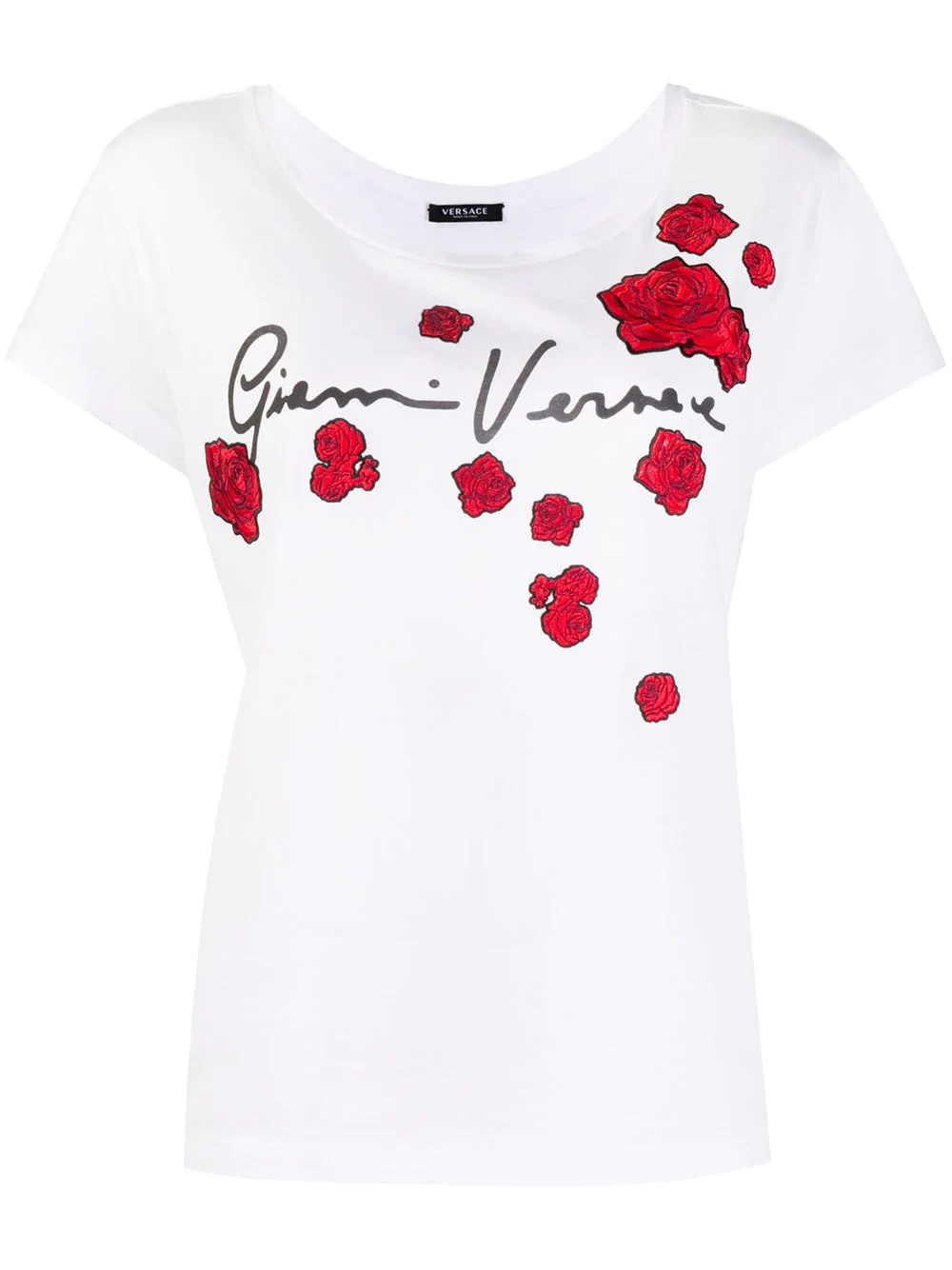 floral-appliqued T-shirt - 1