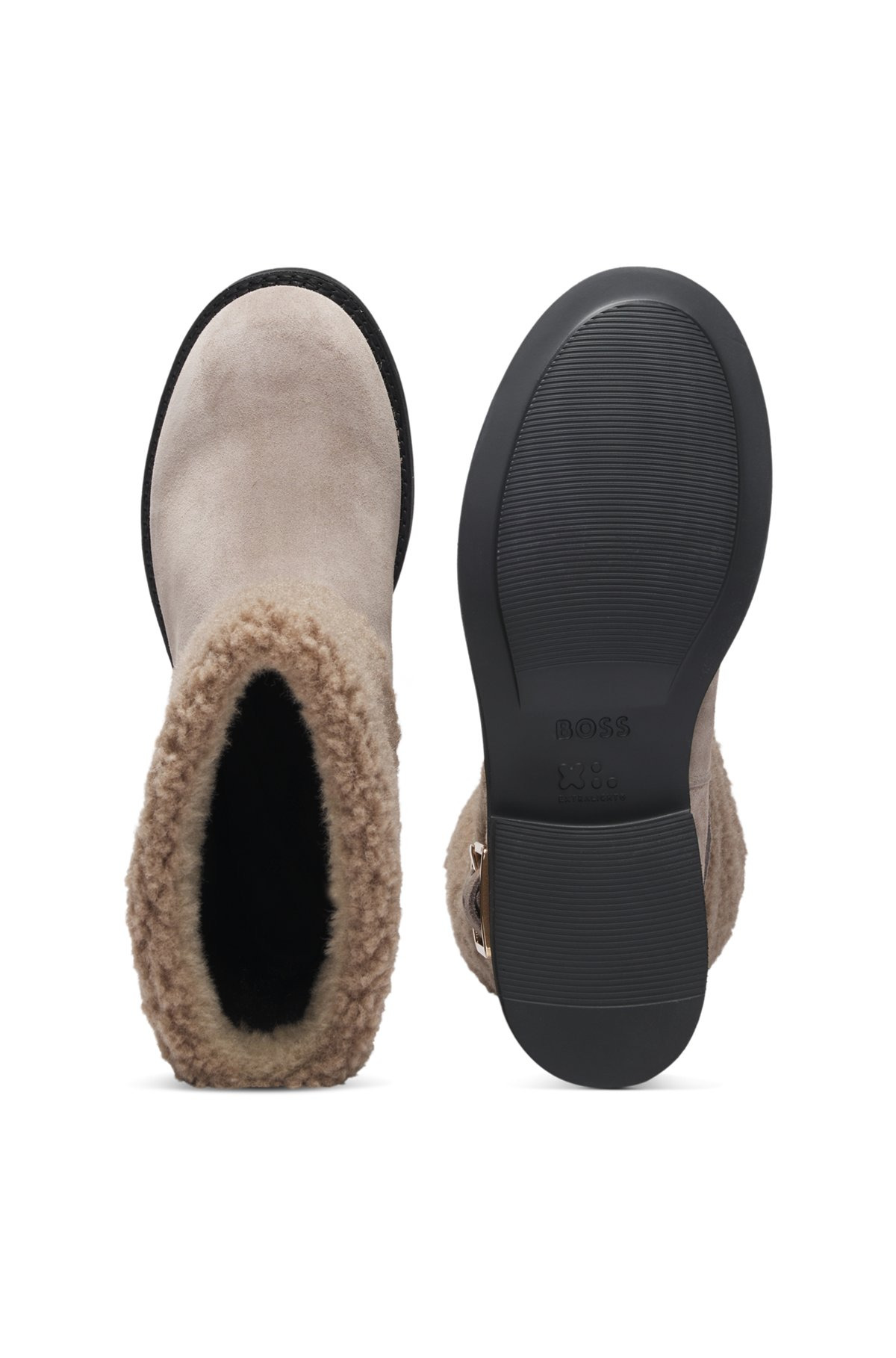 SUEDE BIKER BOOTS WITH DOUBLE B MONOGRAM TRIM - 3
