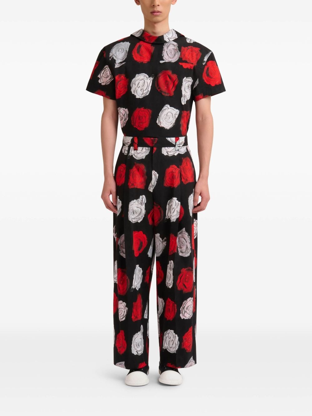 rose-print trousers - 2