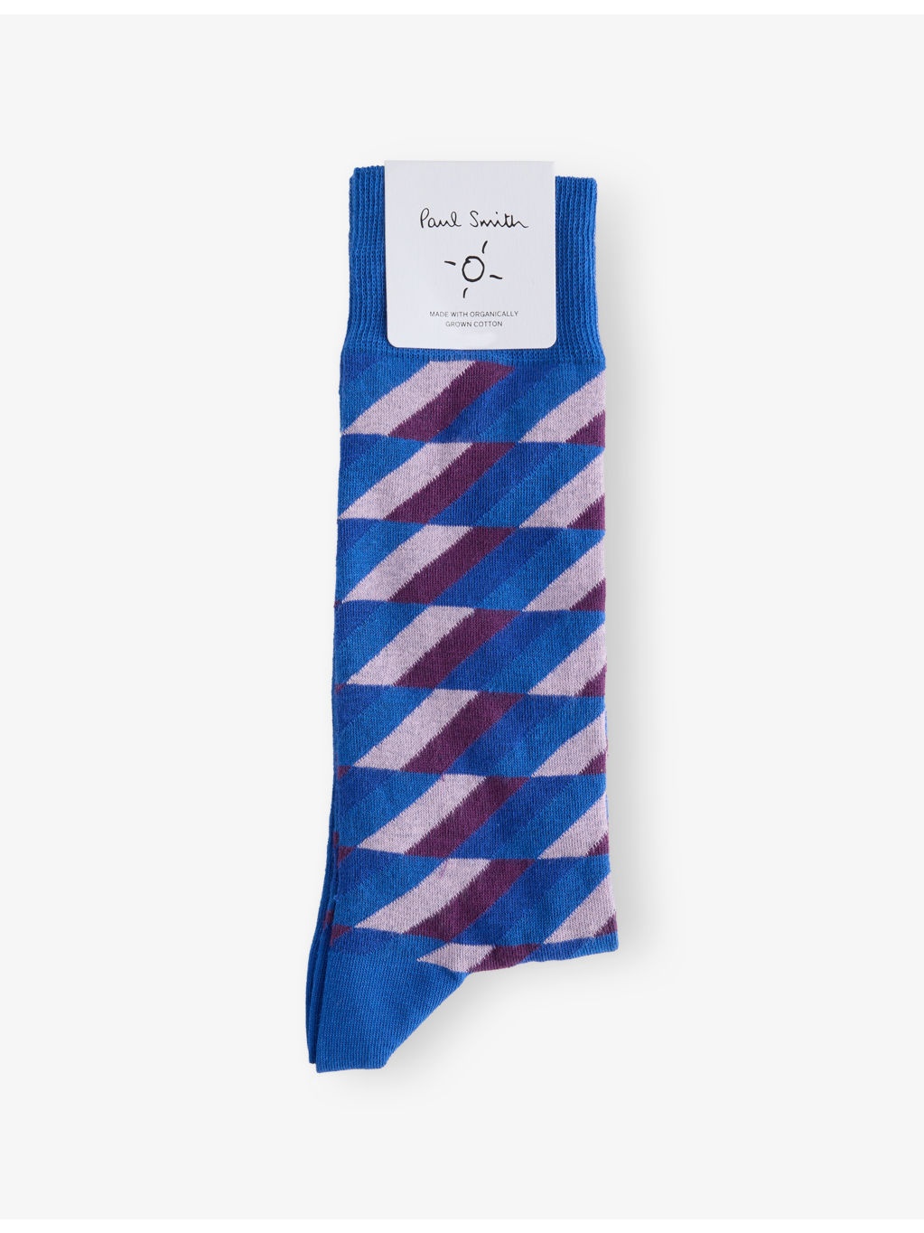 Zig-Zag Patterned Crew Stretch Cotton-Blend Socks - 1