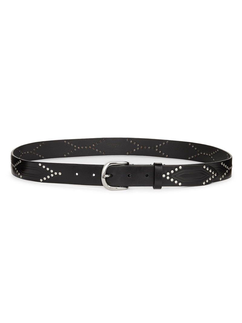 Women's Liliana Leather Belt - Black Silver 1