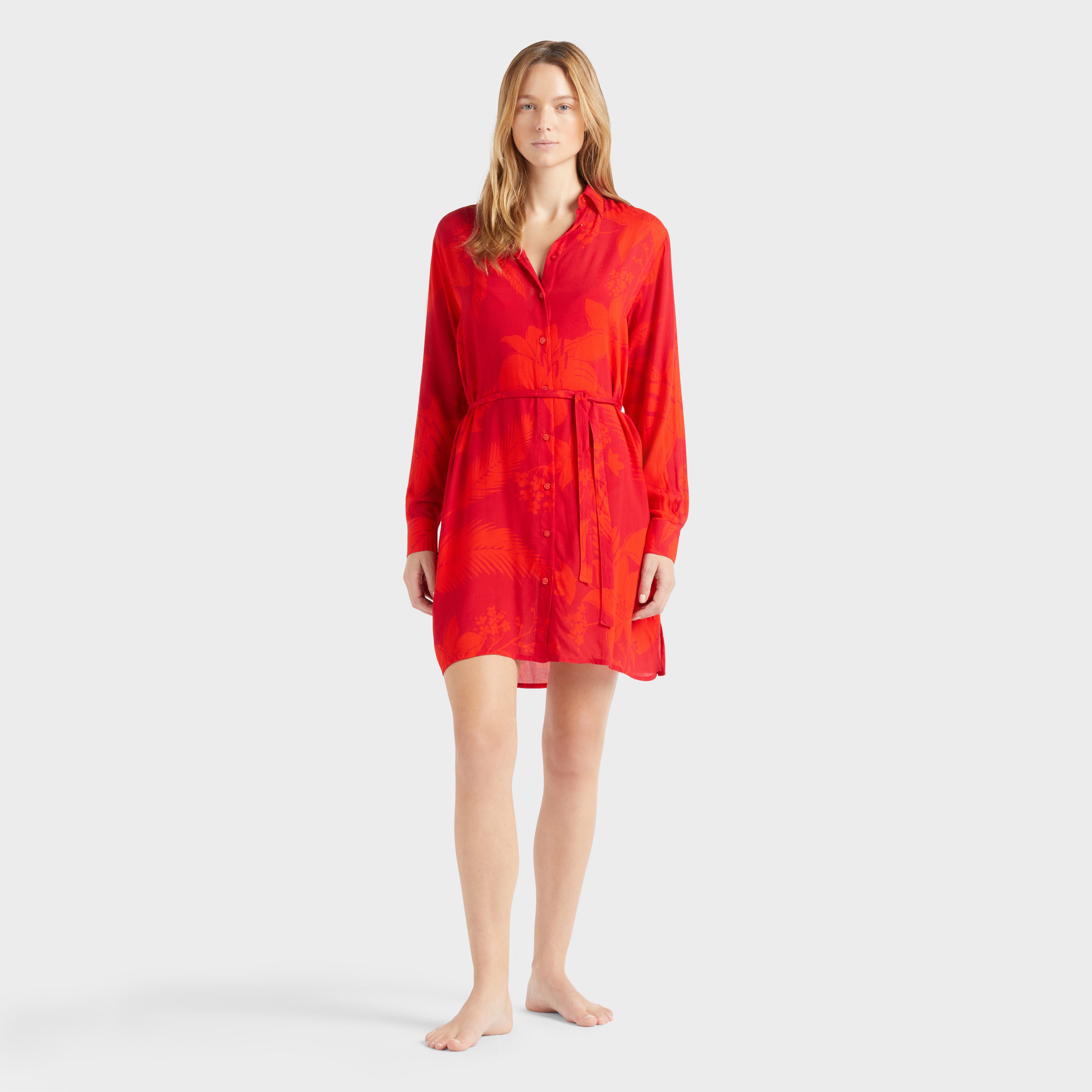 Women Viscose Shirt Dress Flower Power - 3