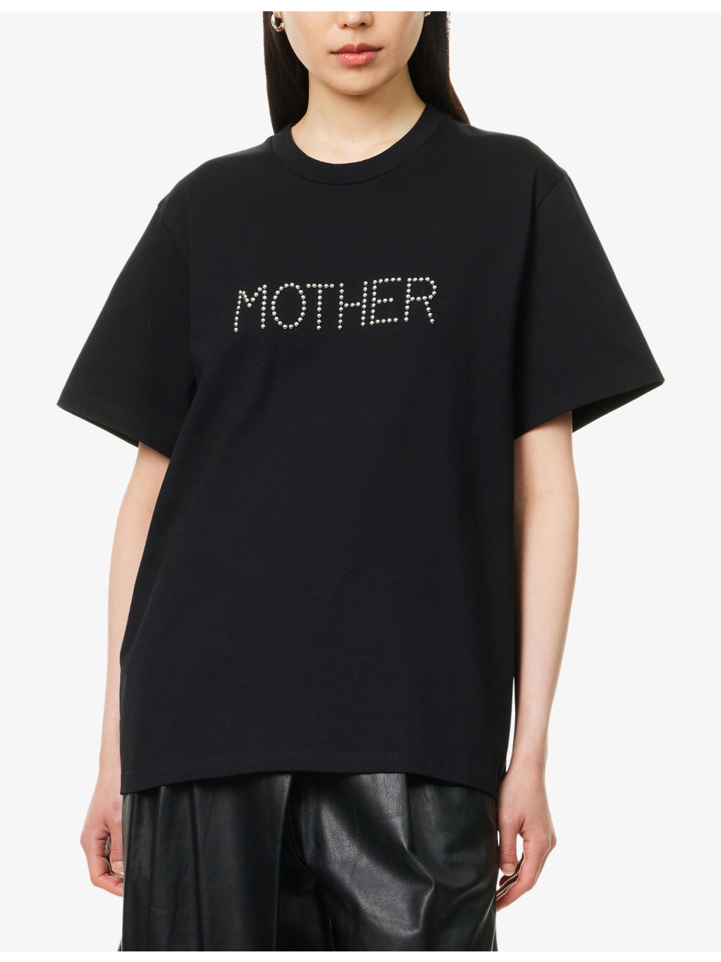 Stud-Embellished Oversized-Fit Cotton-Jersey T-Shirt - 3