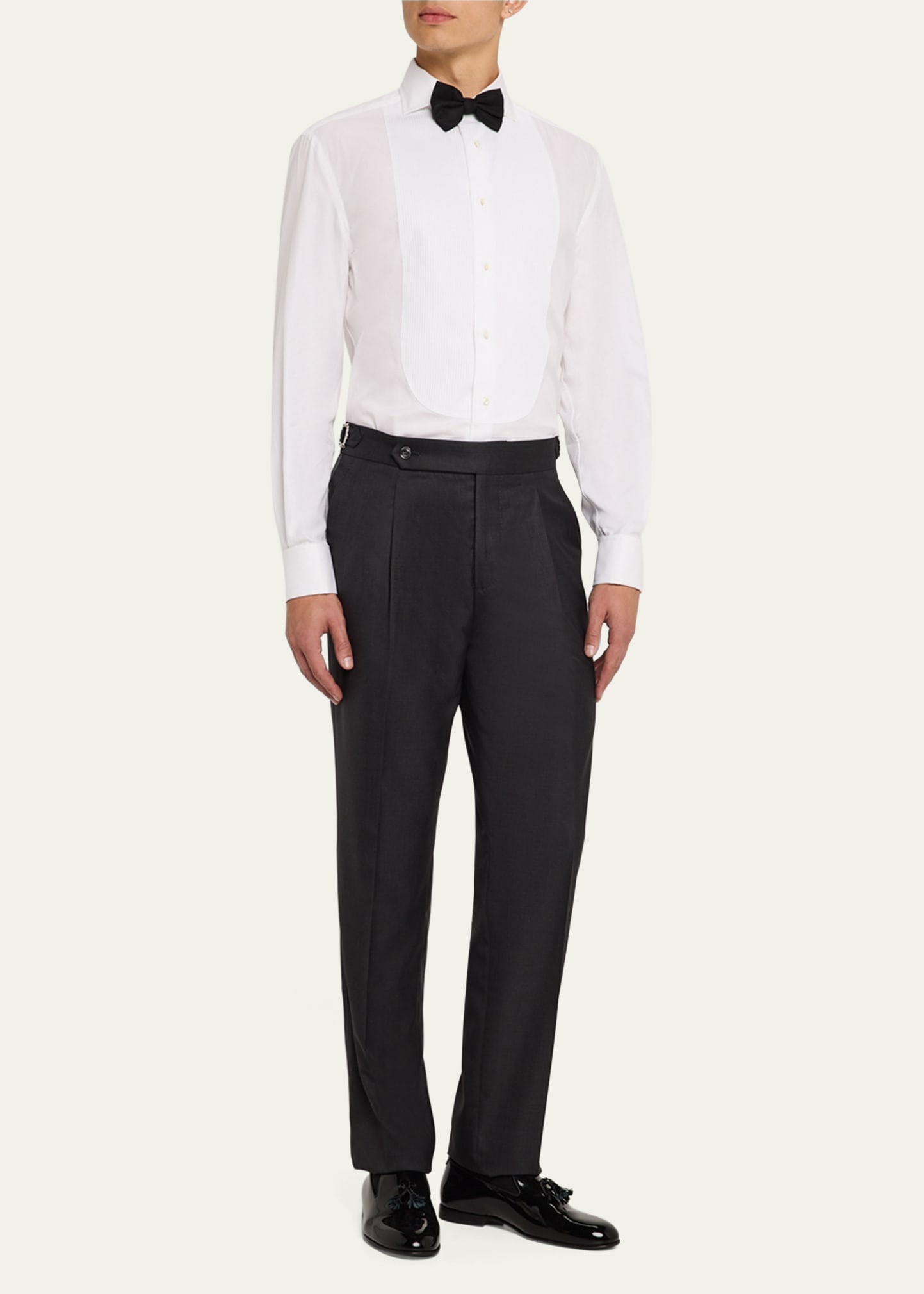 Men's Pleated Formal Pants with Side Tabs - 2