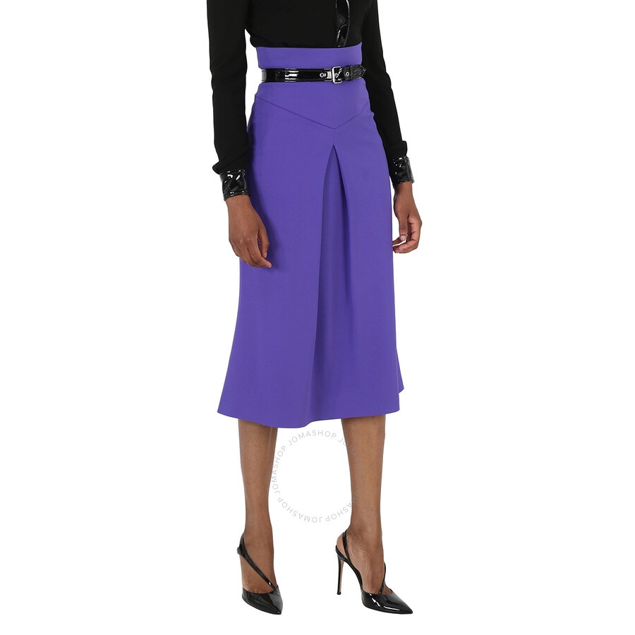 Moschino Ladies Purple High Waist Belted Skirt - 9