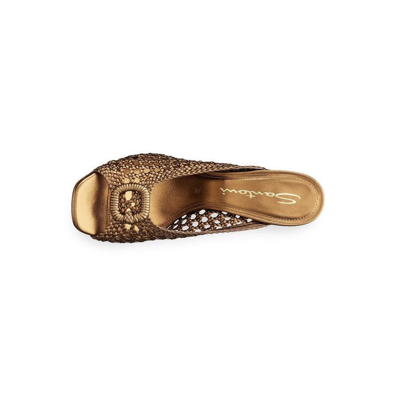 Women's gold woven leather high-heel sandal 4