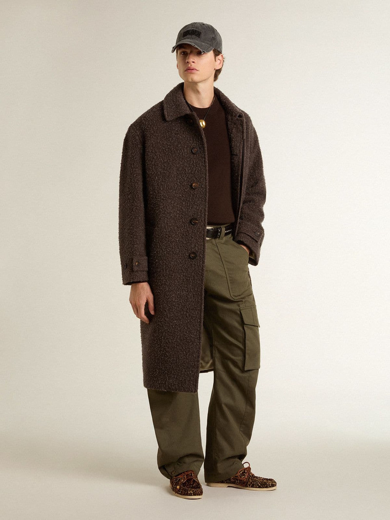 Men's single-breasted Journey coat in wrinkle wool blend with floral pin 3