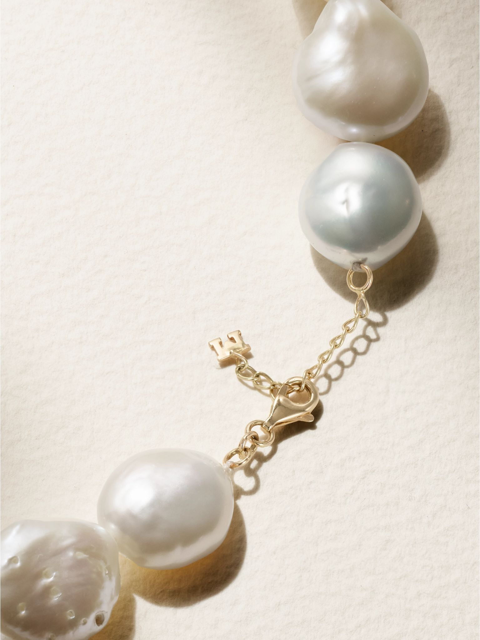 14-karat gold pearl necklace White - 3