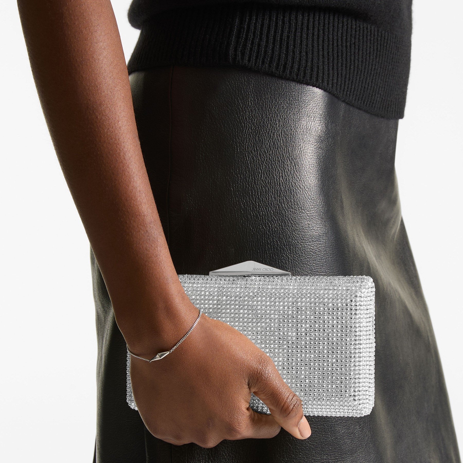 Clemmie
Ivory Satin Crystal Clutch Bag - 2