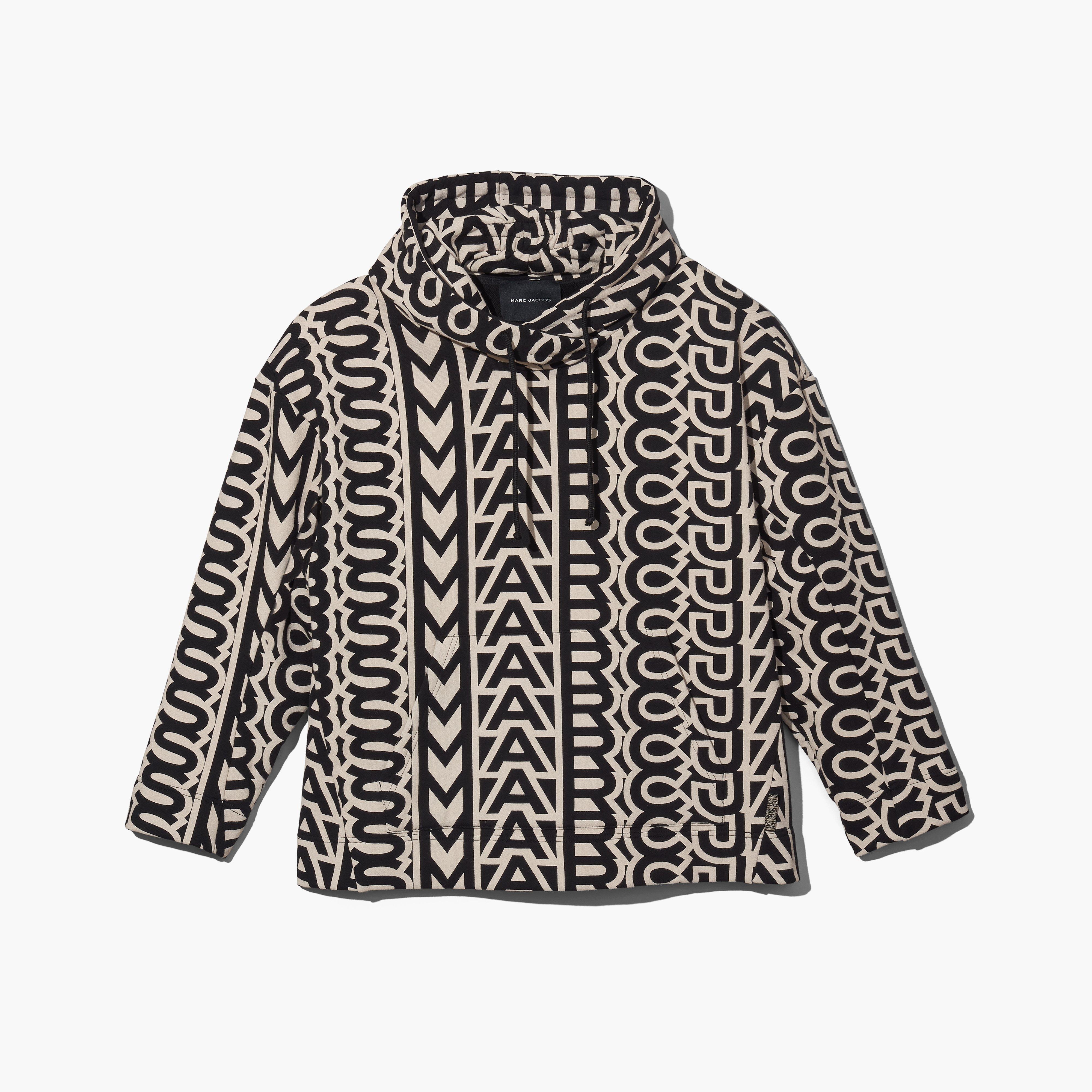 トップス MARC JACOBS MONOGRAM OVERSIZED HOODIE Marc Jacobs Monogram Oversized Hoodie Sweatshirt Black Ivory