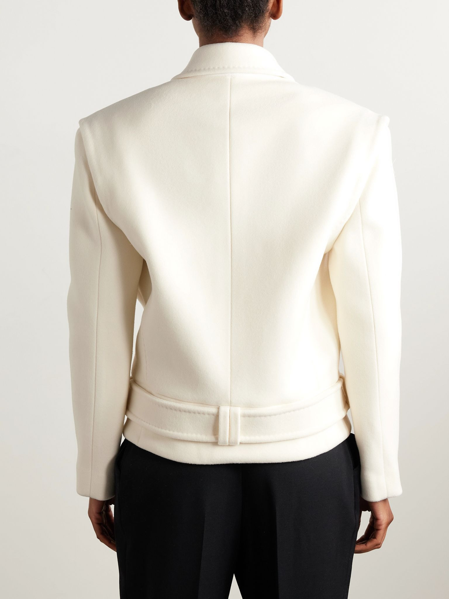Double-breasted wool and cashmere-blend felt jacket White - 4