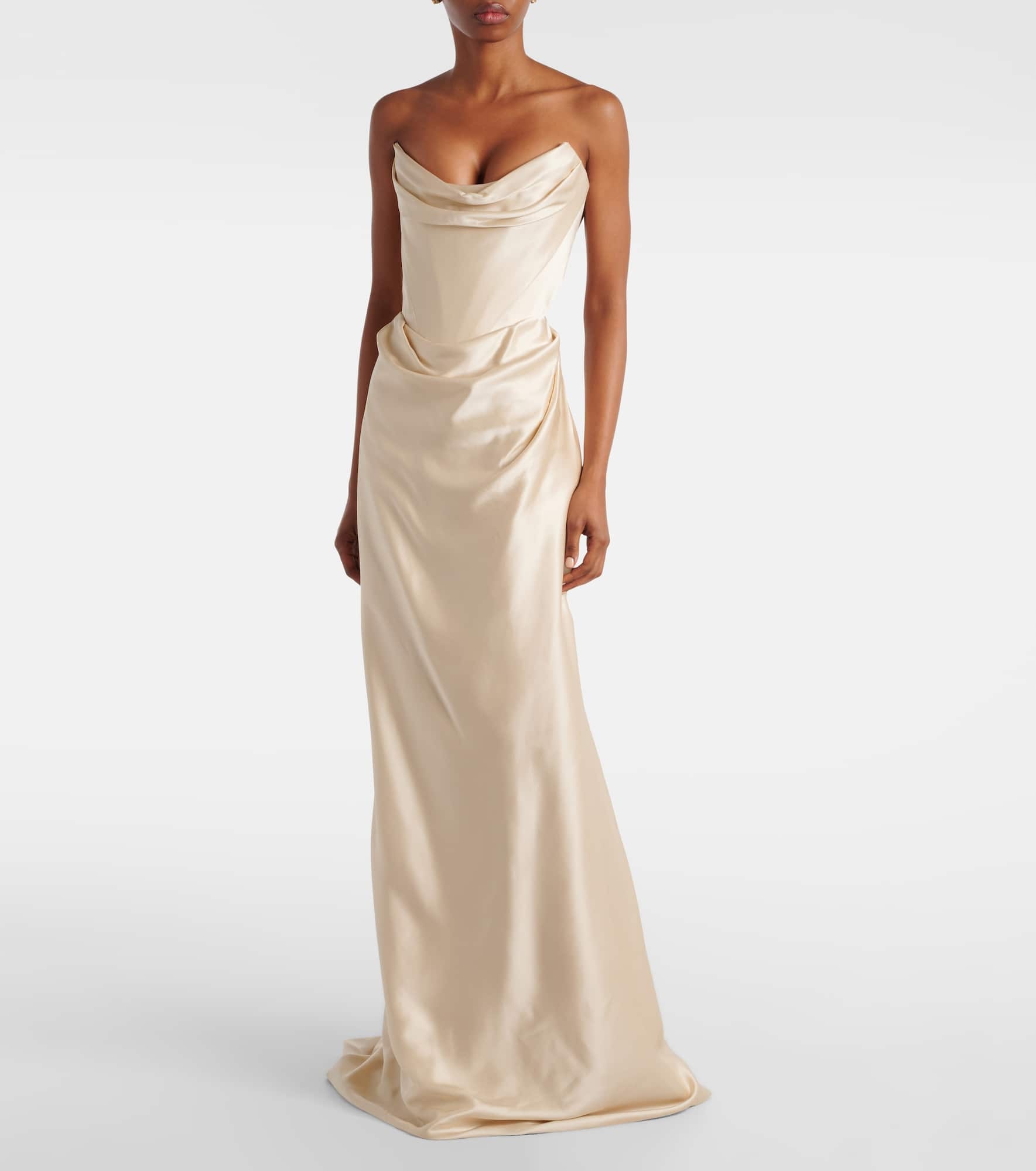 Galaxy draped crêpe satin bustier gown - 2