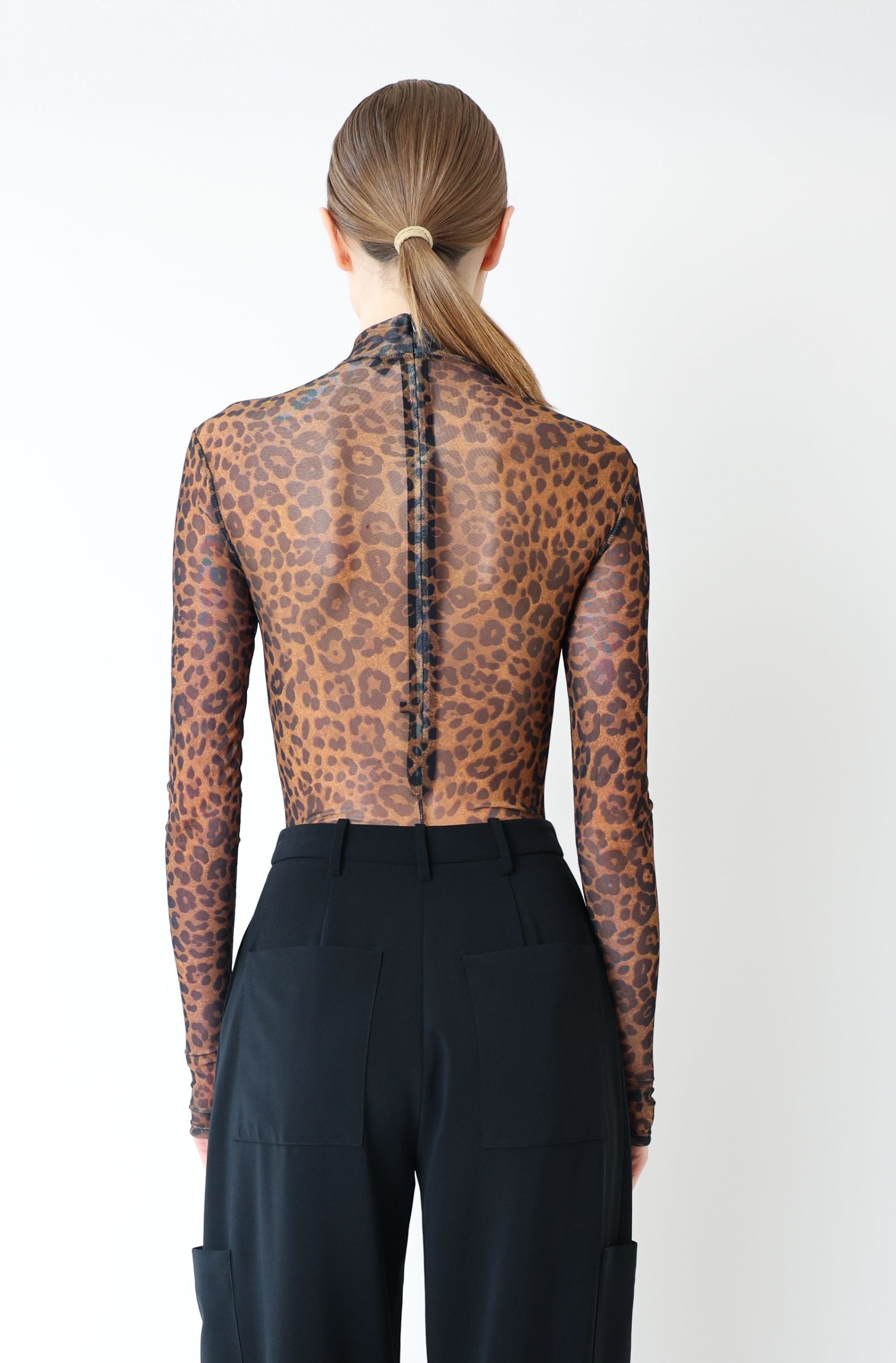 Printed Mesh Mock Neck Bodysuit - 3