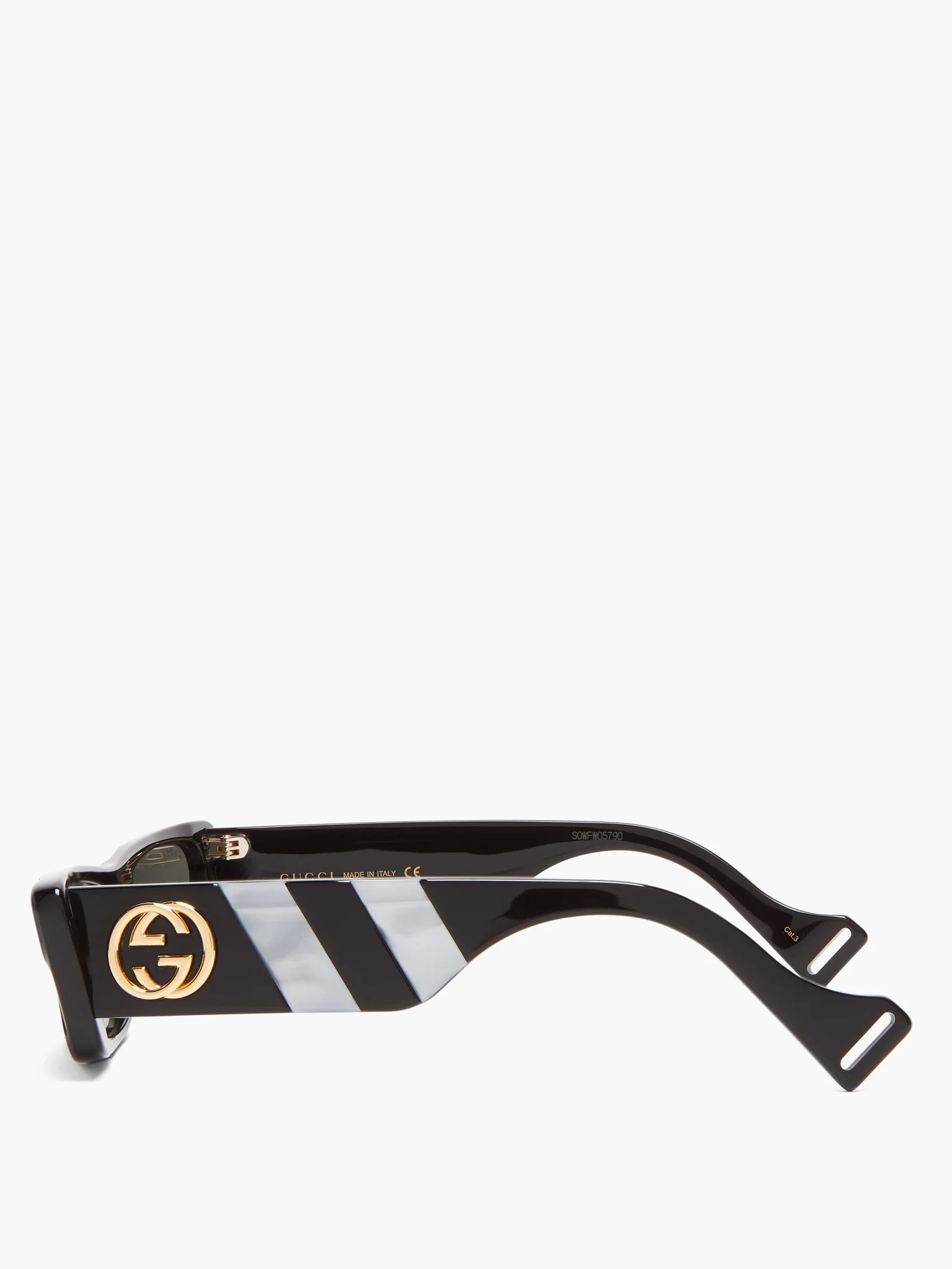 Striped rectangle acetate sunglasses - 4