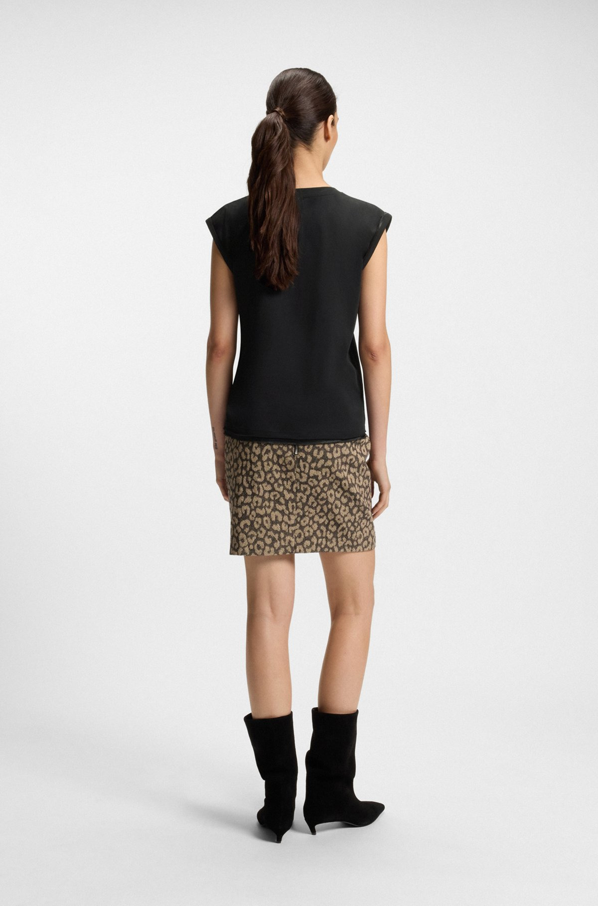 COTTON-JERSEY TOP WITH CRYSTAL LOGO - 4