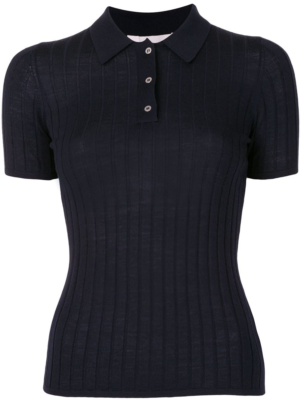 ribbed merino wool polo top - 1