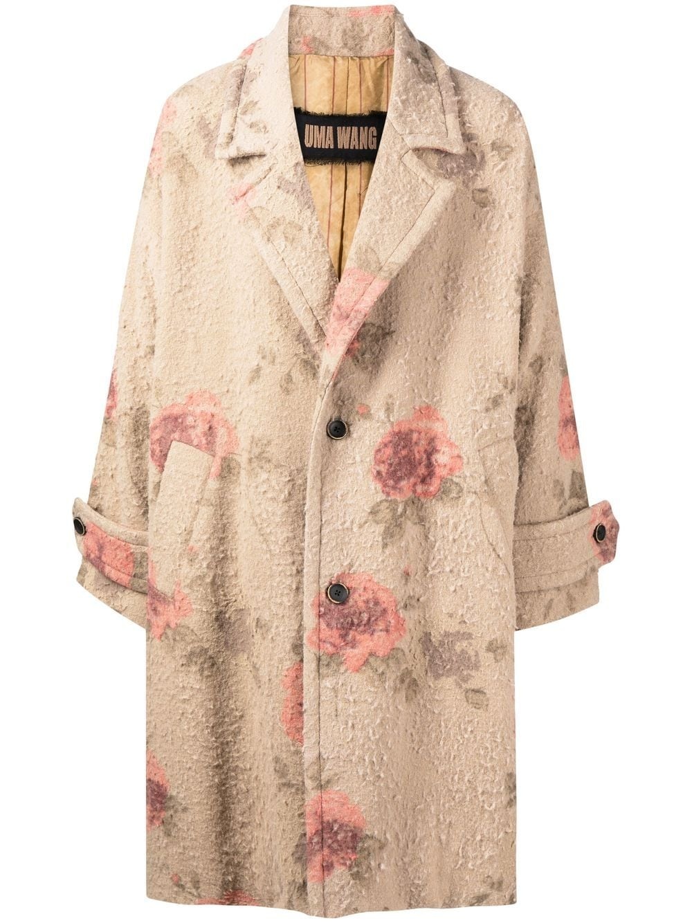 Cassie brushed floral-print coat - 1