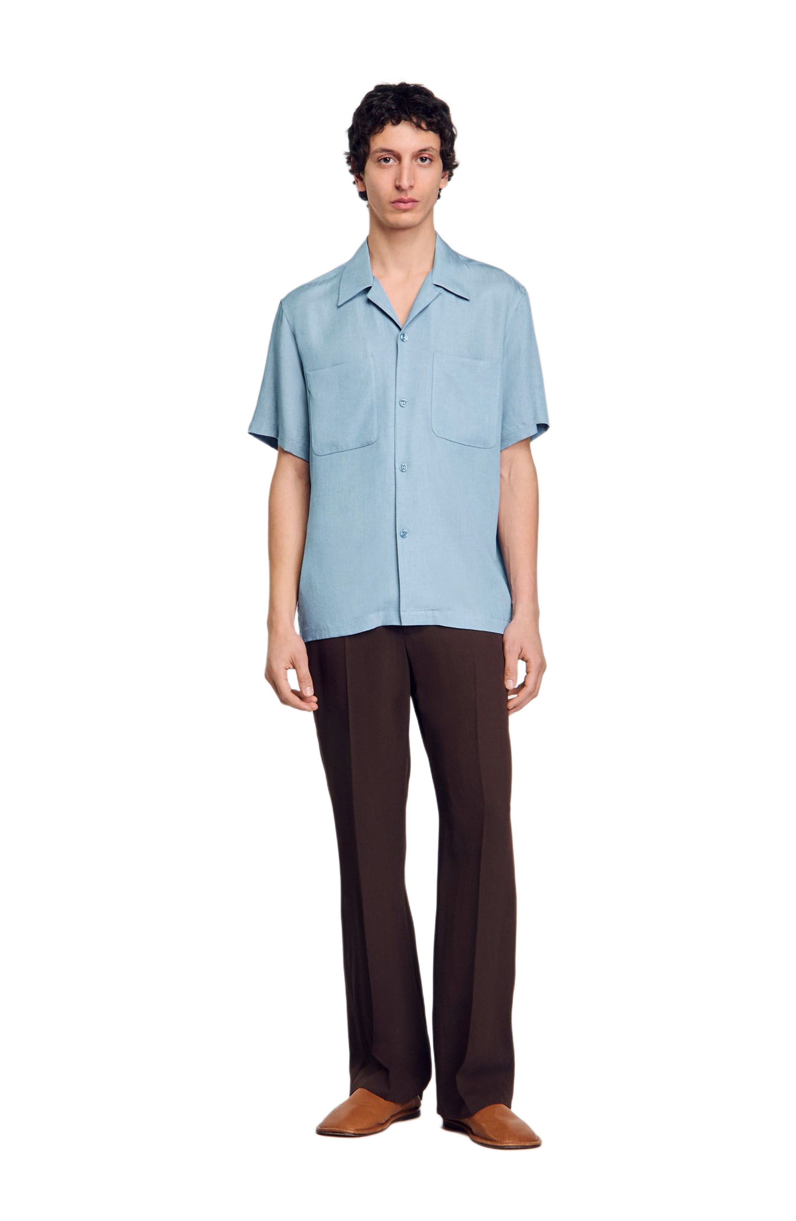 SANDRO Short-sleeved shirt in Chambray at Nordstrom - 7