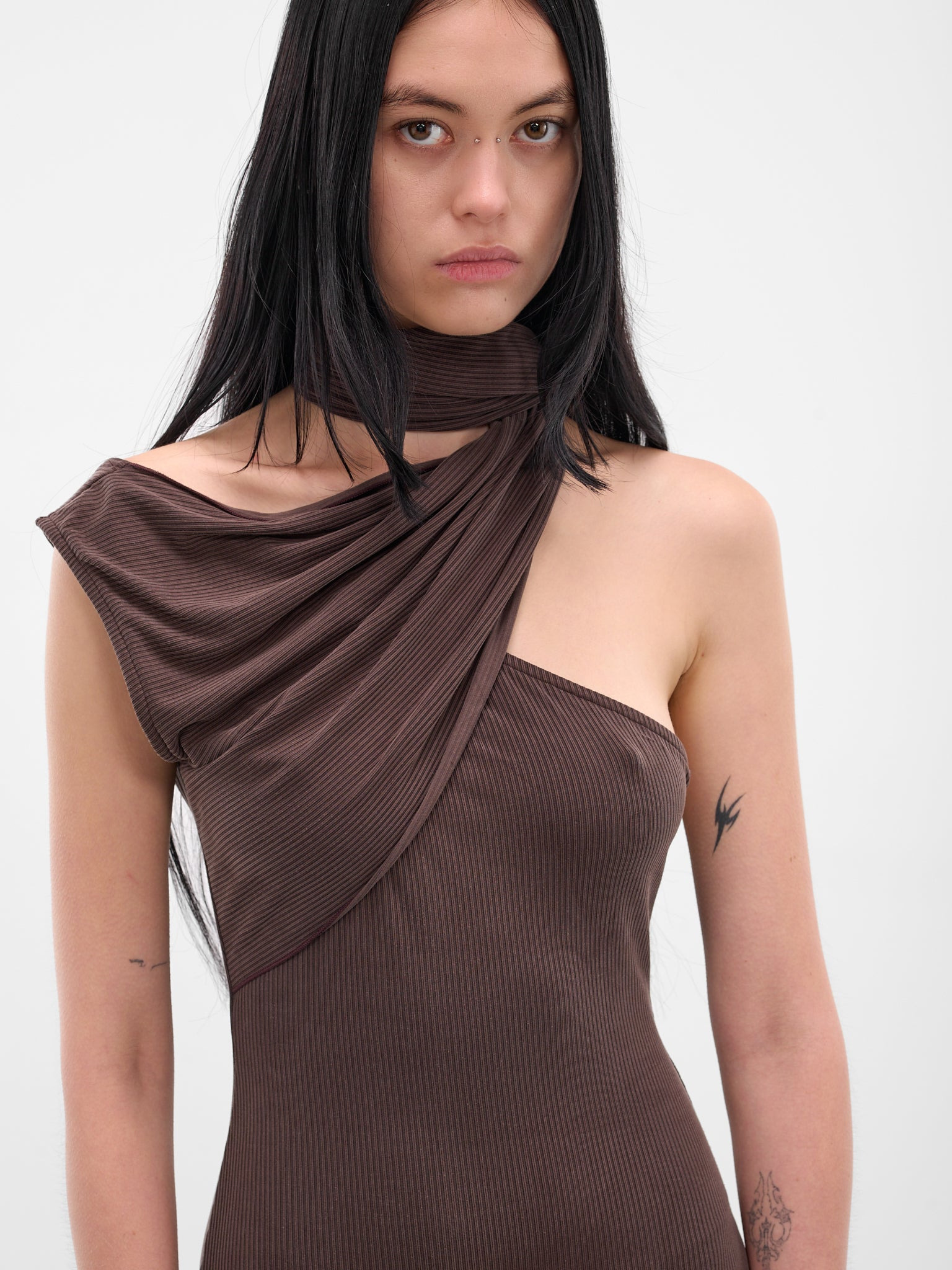 Brown Cedar Scarf Maxi Dress - 4