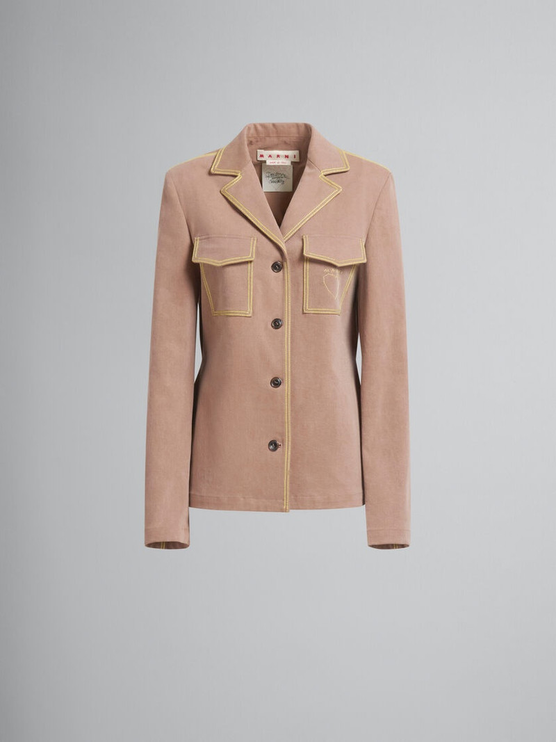 Marni BROWN ORGANIC DENIM BLAZER WITH CONTRAST STITCHING outlook