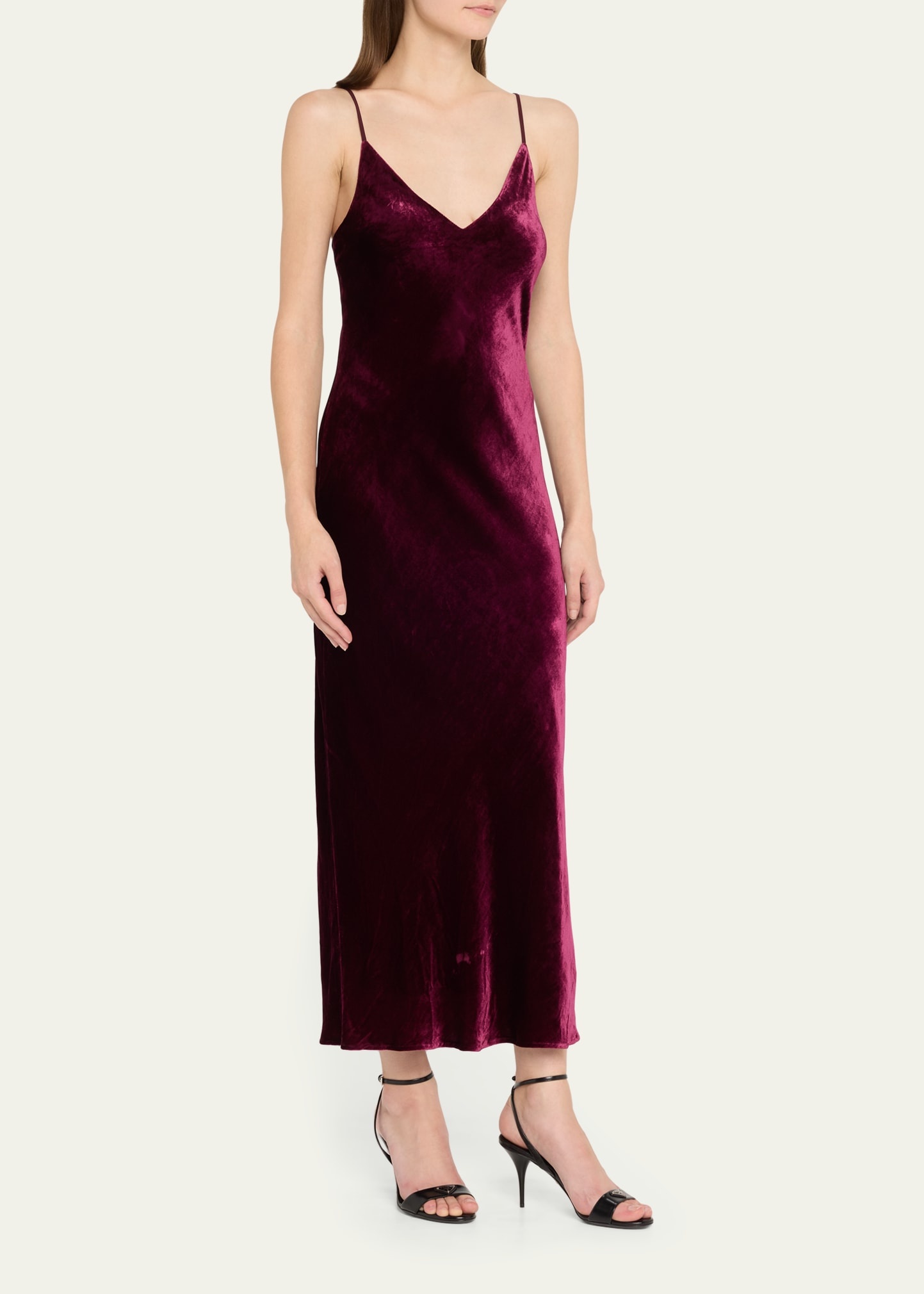 Seridie Velvet Mid-Length Slip Dress - 4