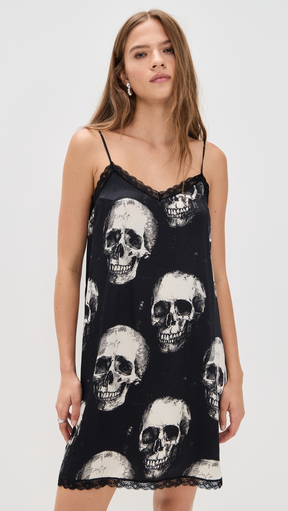 Lace Trimmed Silk Slip Dress - 2