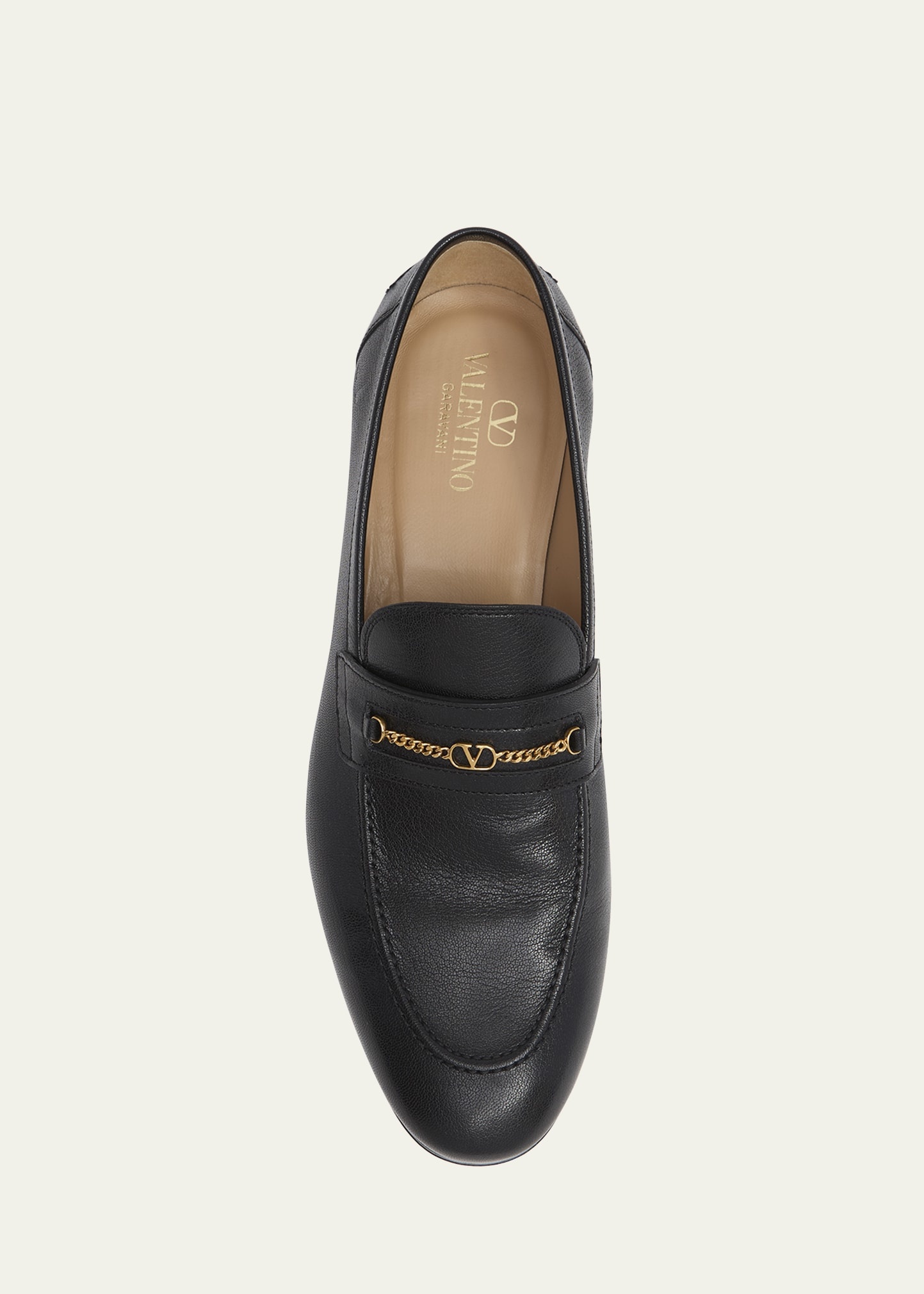Men's Leather VLogo Chain Bit Loafers - 5