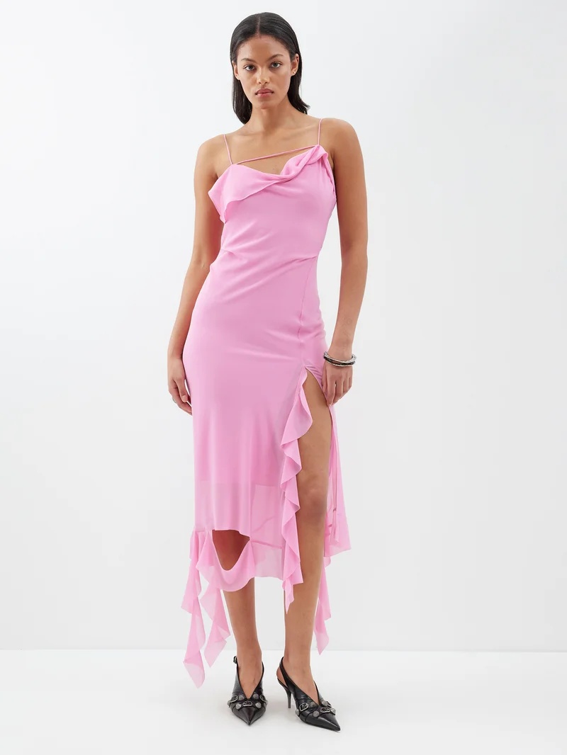 Acne Studios Delouise ruffled chiffon midi dress matchesfashion