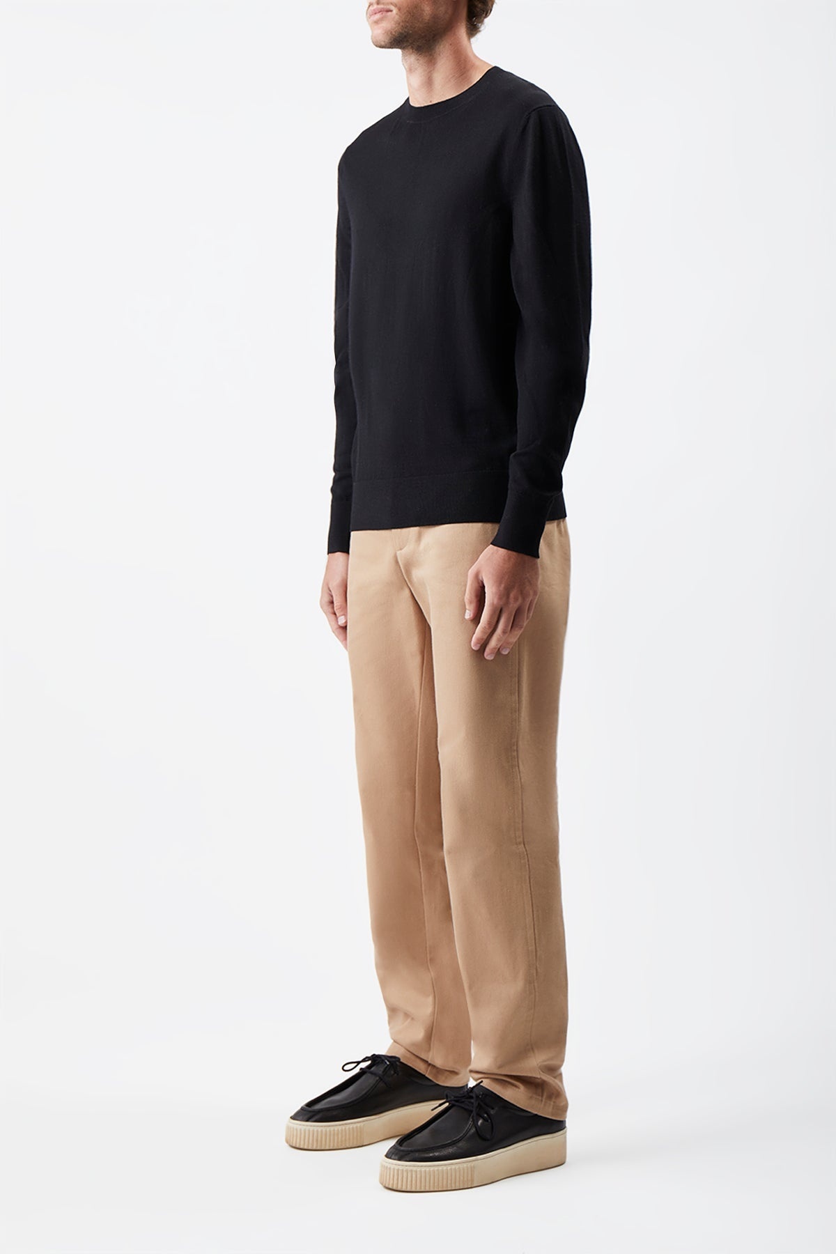 Palco Knit Crewneck in Black Merino Wool - 4