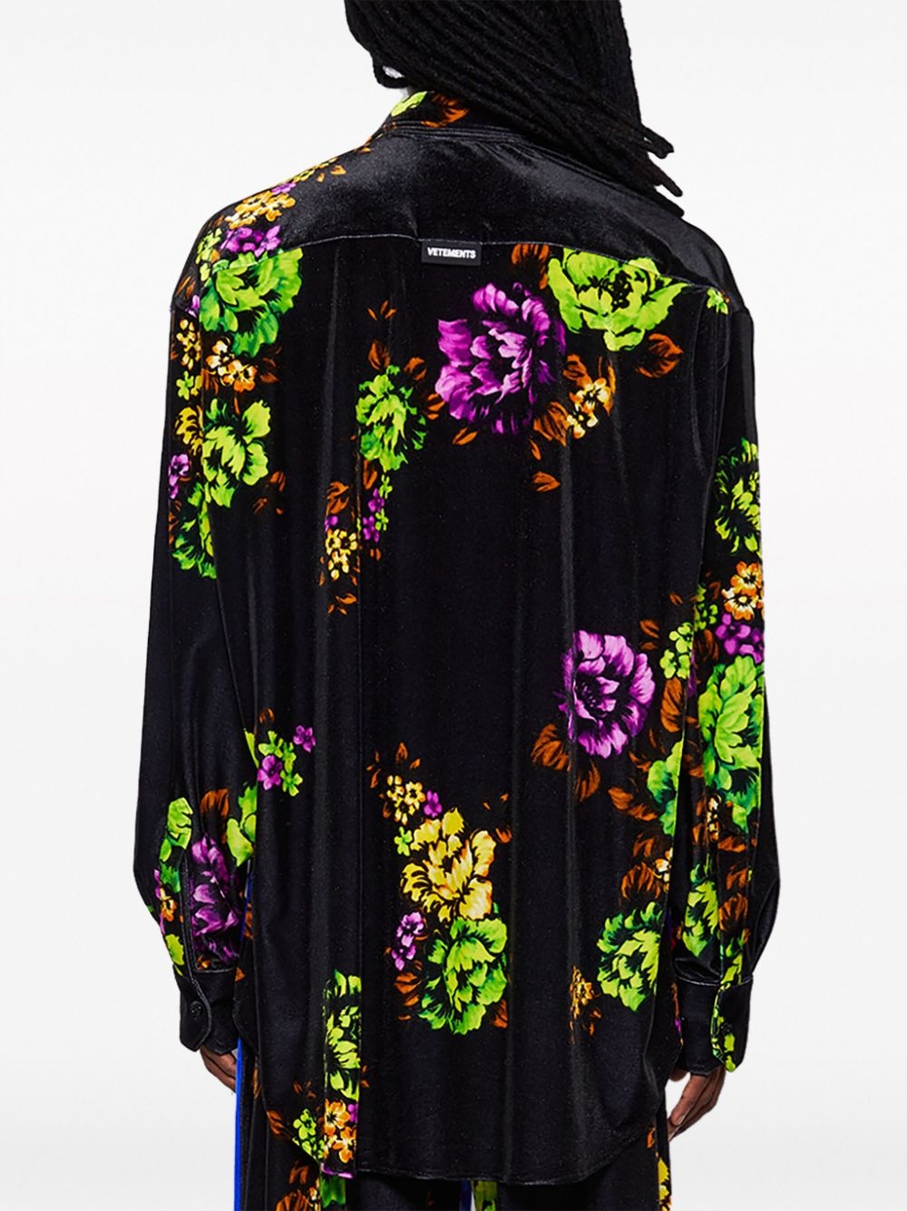 floral-print velvet shirt - 5