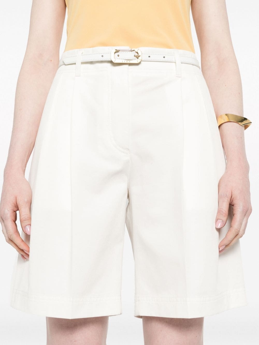 twill pleated shorts - 5