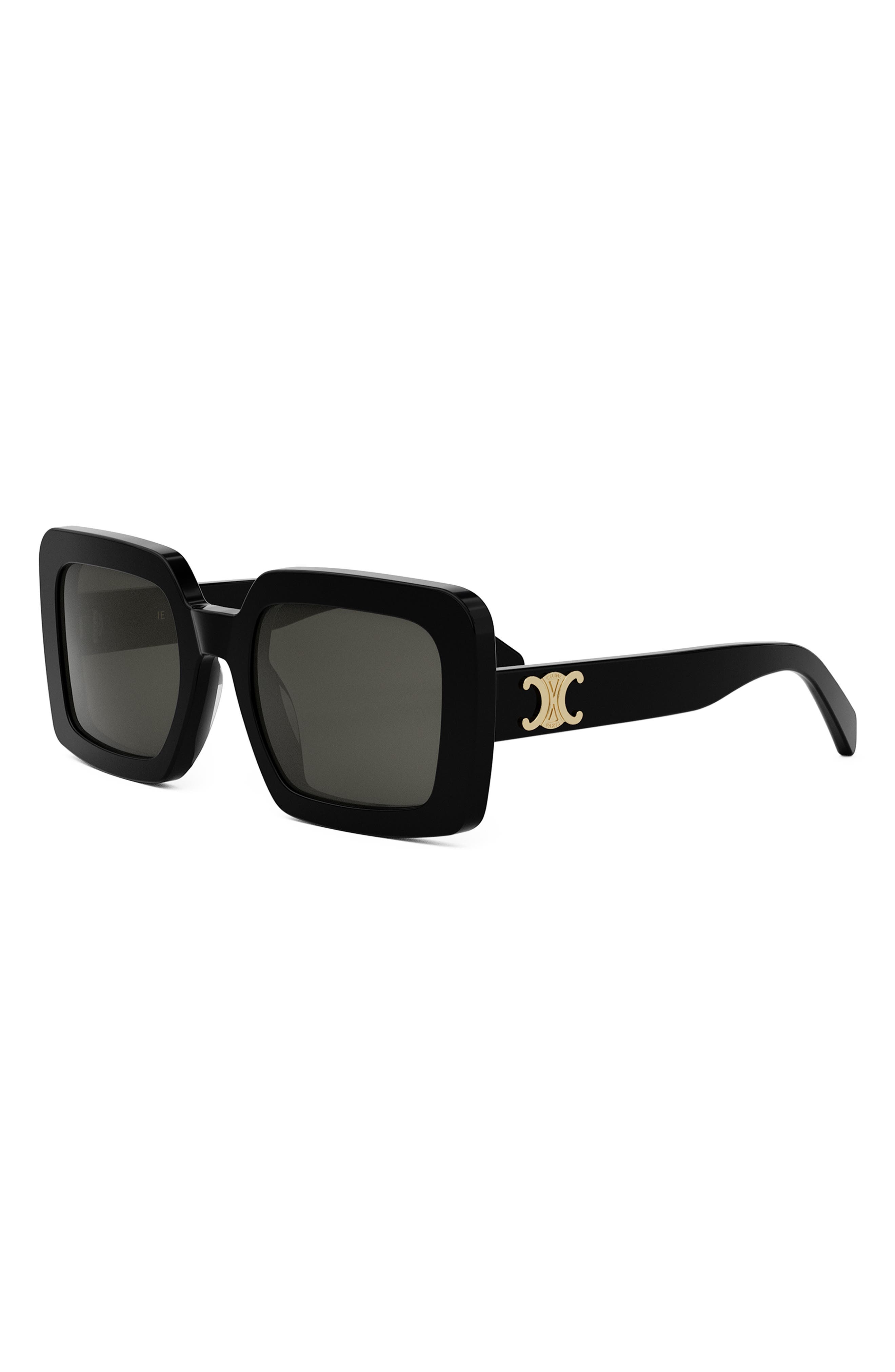 CELINE Triomphe 56mm Square Sunglasses in Shiny Black /Smoke at Nordstrom - 2
