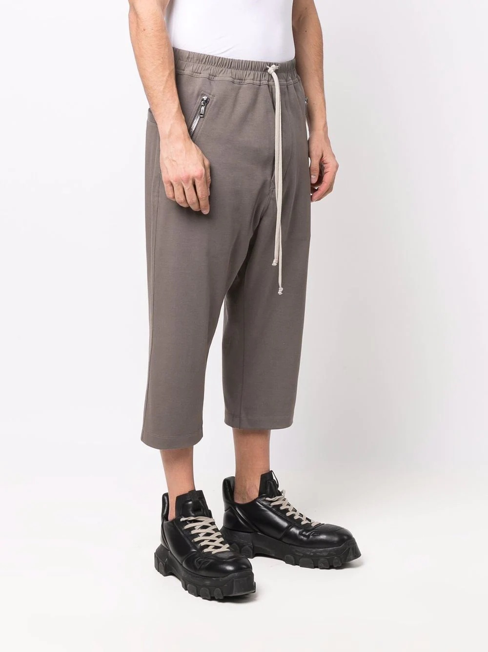 drawstring-waist cropped track trousers - 3