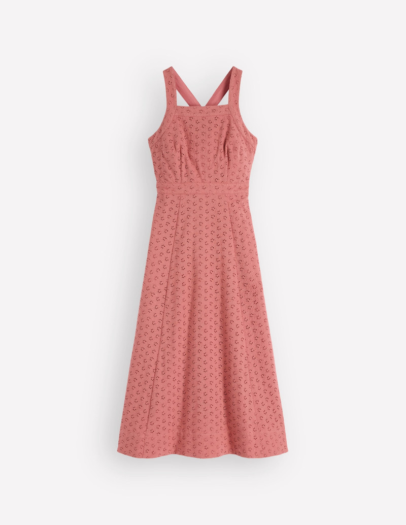 Cross Back Broderie Midi Dress-Vintage Rose Broderie 1