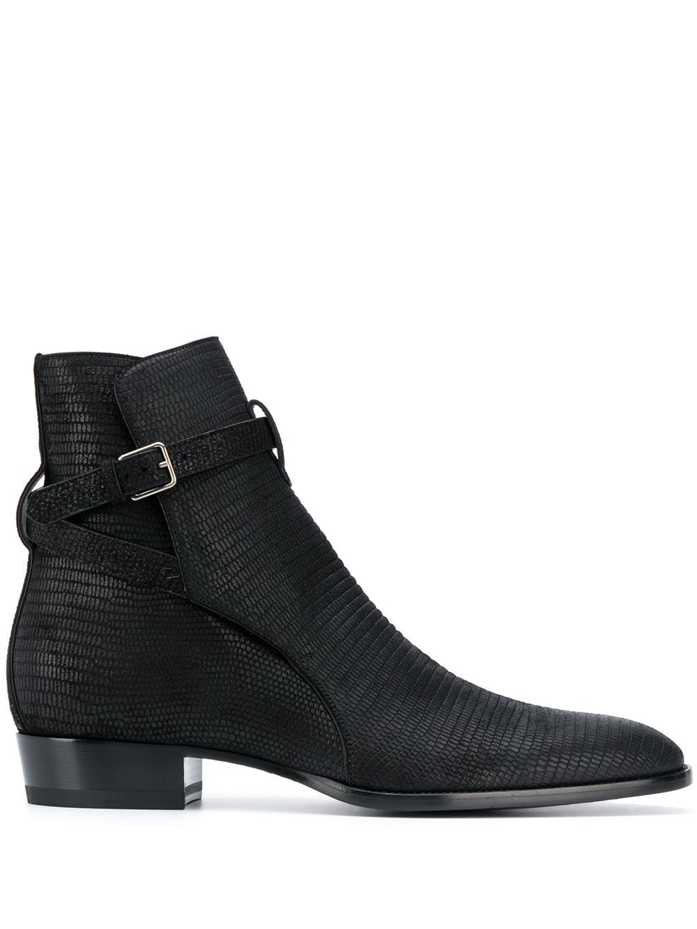 reptile effect leather ankle boots - 1