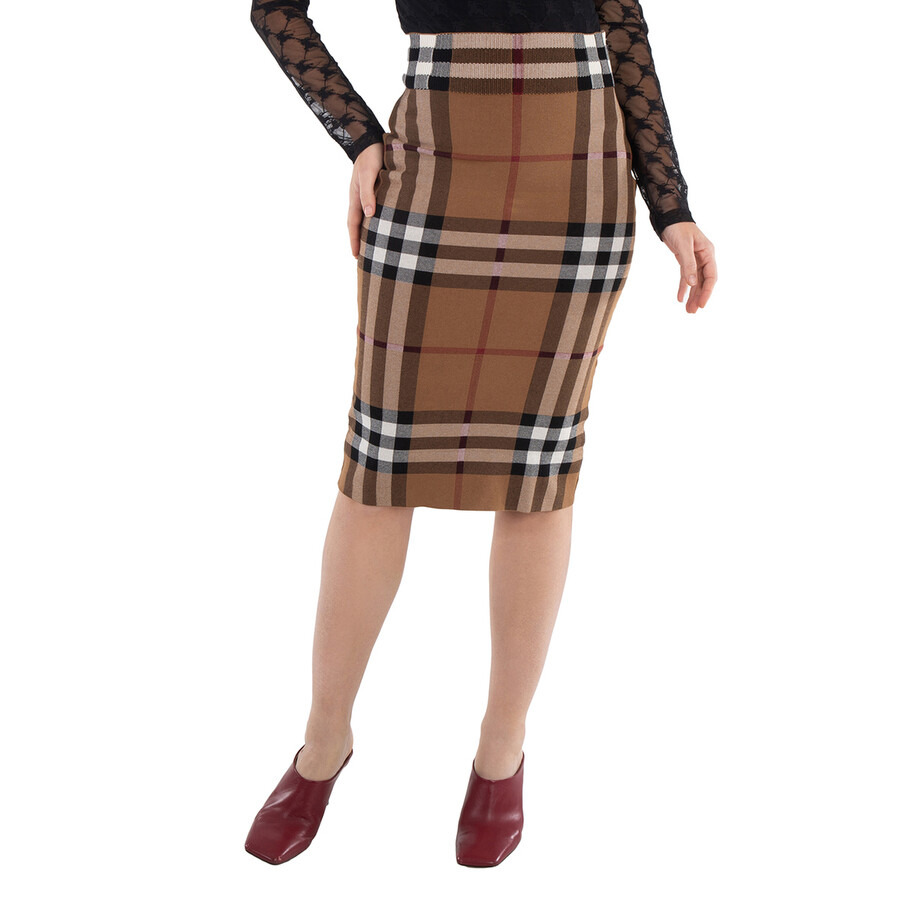 Burberry Birch Brown Check Jacquard Skirt - 3