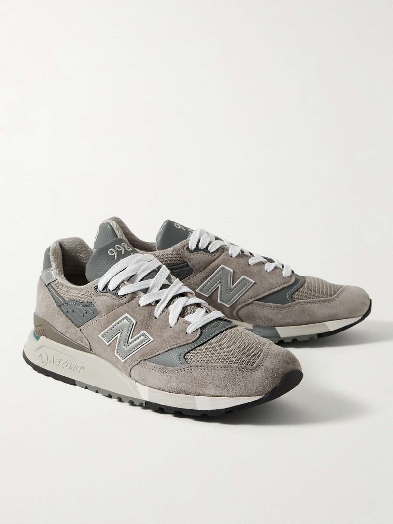 New Balance 998 Core Rubber-Trimmed Leather, Mesh and Suede Sneakers outlook