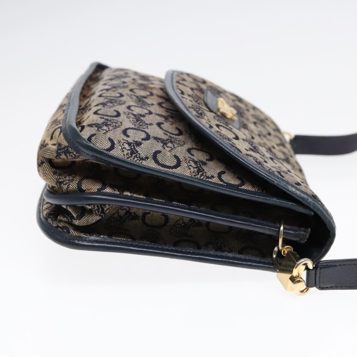 CELINE C Sulky Shoulder Bag Canvas Navy Gold - 3