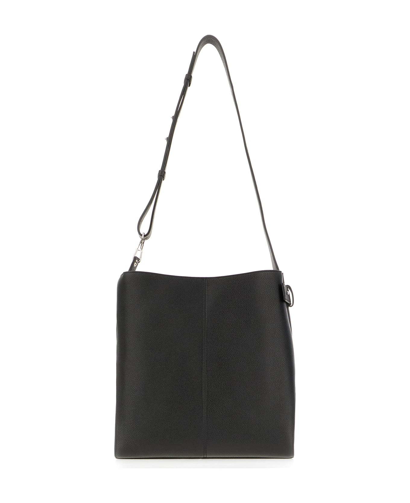 Black Leather Shopping Bag - 3
