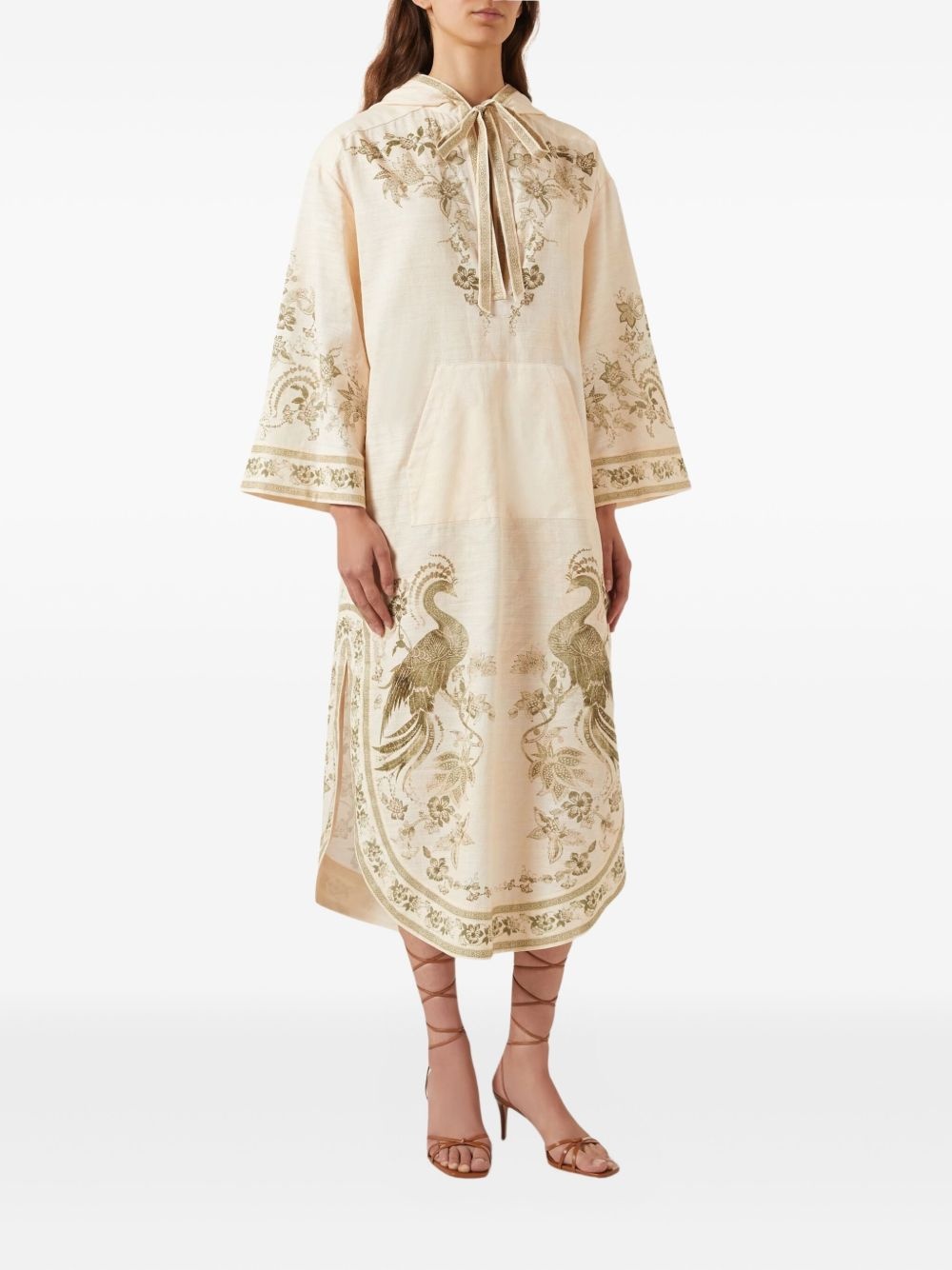 printed hooded midi dress - 2